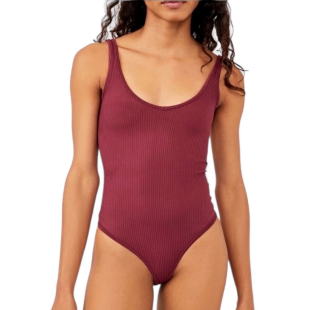 Free People Size M/L Ribbed Bodysuit Plum Wine Intimately Free medium / large